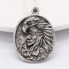 Eagle Amerindian Chief Oval Titanium Steel Pendant for Men