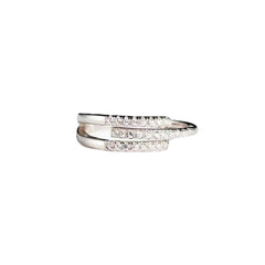 Three Layer Zircon Opening Sterling Silver Ring