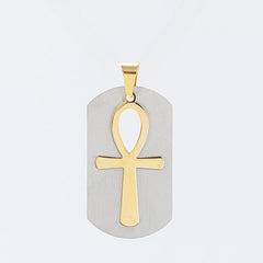 Egyptian Ankh Cross Arc Rectangle Titanium Steel Pendant for Men