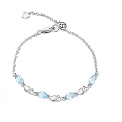 Marquise Natural Gemstones Silver Bracelet