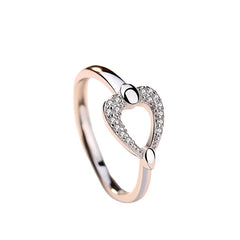Fashion Zircon Heart Silver Ring for Women