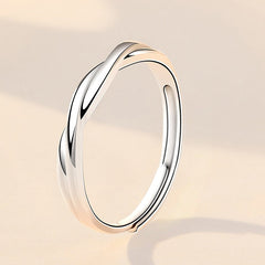 Intertwined Design Silver Couple Ring for Women