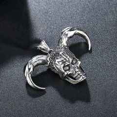 Halloween Sheep Horn Clown Skull Titanium Steel Pendant for Men