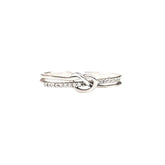 Knotted Design Double Layered Zircon Opening Sterling Silver Ring