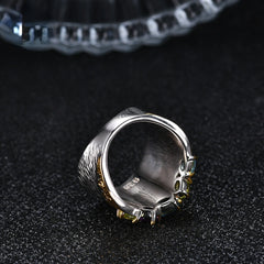 Italian Crafts Premium Inlaid Natural Colorful Jewelry Sterling Silver Ring for Women