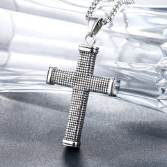 Mosaic Latin Cross Titanium Steel Necklace for Men