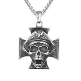 Halloween Police Skull Cross Titanium Steel Necklace for Men