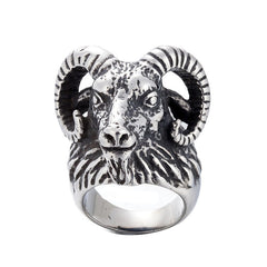 Domineering Goat Head Titanium Steel Ring for Men