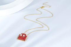 Enamel Forbidden City Gate with Pearl Necklace