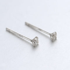 Mini Four Prongs Colourful Zircon Silver Stud Earrings for Women