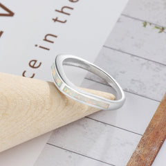 Slightly V Shape Opal Sterling Silver Ring