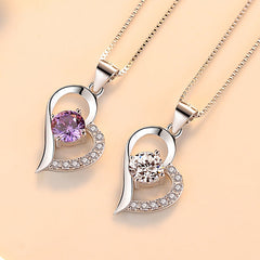 (Pendant Only) Love with Round Zircon Silver Pendant for Women