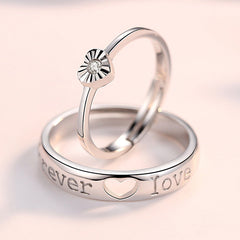 Heart-shape with Zircon Silver Couple Ring for Women