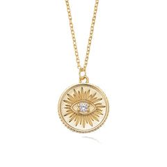 Devil's Eye Zircon Circle Pendant Sterling Silver Necklace for Women