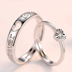Heart-shape with Zircon Silver Couple Ring for Women