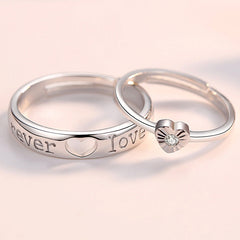 Heart-shape with Zircon Silver Couple Ring for Women