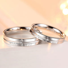 I MISS YOU with Zircon Silver Couple Ring for Women