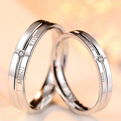 I MISS YOU with Zircon Silver Couple Ring for Women