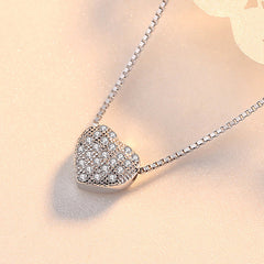Valentine's Day Gift Full Zircon Love Pendant Silver Necklace for Women