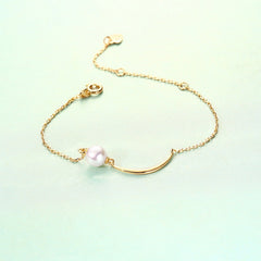 Crescent Moon Natural Pearl Sterling Silver Bracelet