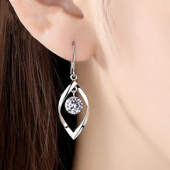 Marquise Shape with Zircon Silver Drop Earrings for Women