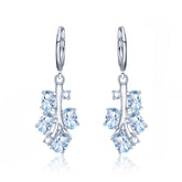 Tree Branch Natural Gemstones Silver Drop Earrings