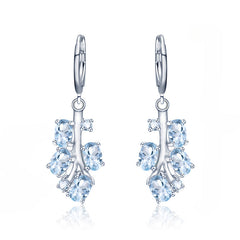 Tree Branch Natural Gemstones Silver Drop Earrings