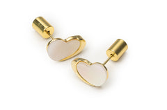 Golden White Heart Studs Nap Earrings