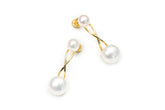 Golden 18K Gold Freshwater Pearl Long Studs
