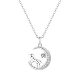Unicorn with Zircon Moon Silver Necklace for Women