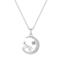 Unicorn with Zircon Moon Silver Necklace for Women