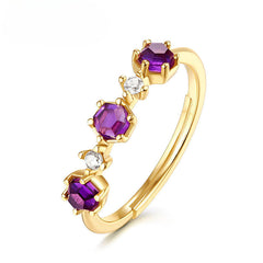 Hexagonal Gemstone Zircon Opening Sterling Silver Ring