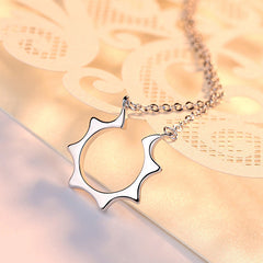 Hollow Sun Pendant Silver Necklace for Women