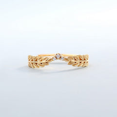 Olive Leaf Three Zircon Opening Sterling Silver Ring