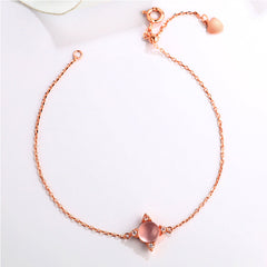 Round Shape Pink Crystal Silver Bracelet