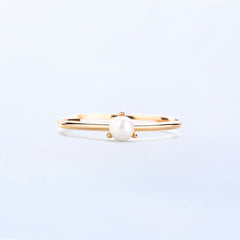 Natural Freshwater Pearl Slim Opening Sterling Silver Ring