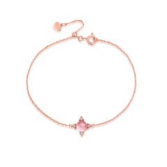 Round Shape Pink Crystal Silver Bracelet