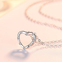 Valentine's Day Gift Heart with Zircon Pendant Silver Necklace for Women