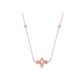 Palace Style Round Shape Pink Crystal Silver Necklace