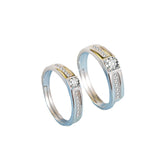 Round Zircon Cathedral Silver Couple Ring