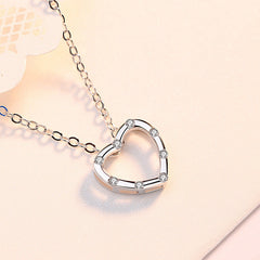 Valentine's Day Gift Heart with Zircon Pendant Silver Necklace for Women