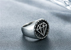 Retro Diamond Men's Titanium Ring