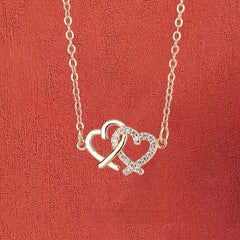 Double Hollow Heart Pendant Silver Necklace for Women