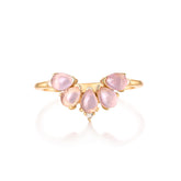 Pear Shape Pink Crystal Petals Design Opening Silver Ring