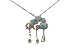 Blue Cloud Enamel Silver Necklace for Women