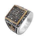 European and American Minimalist Crown Zircon Square Titanium Steel Ring Wholesale and Distribution for Men and Women's Jewelry