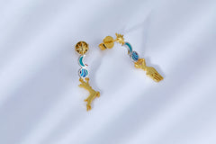 Moonnight Deer Blue Enamel Drop Earrings