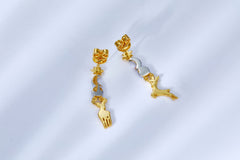 Moonnight Deer Blue Enamel Drop Earrings