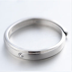 Simple Single Zircon Silver Couple Ring