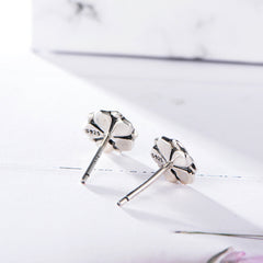 Pink Enamel Magnolia Flower Sterling Silver Studs Earrings for Women
